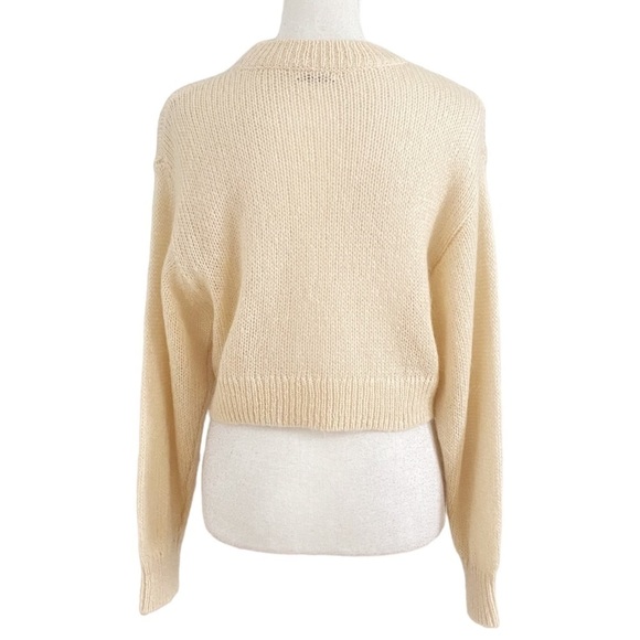 ARITZIA TNA MOHAIR BLEND BEIGE CREWNECK KNITTED CROPPED SWEATER - XS - Picture 3 of 8